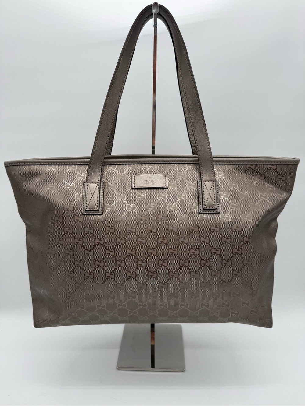 Gucci GG Imprime Tote Bag – Metallic Taupe